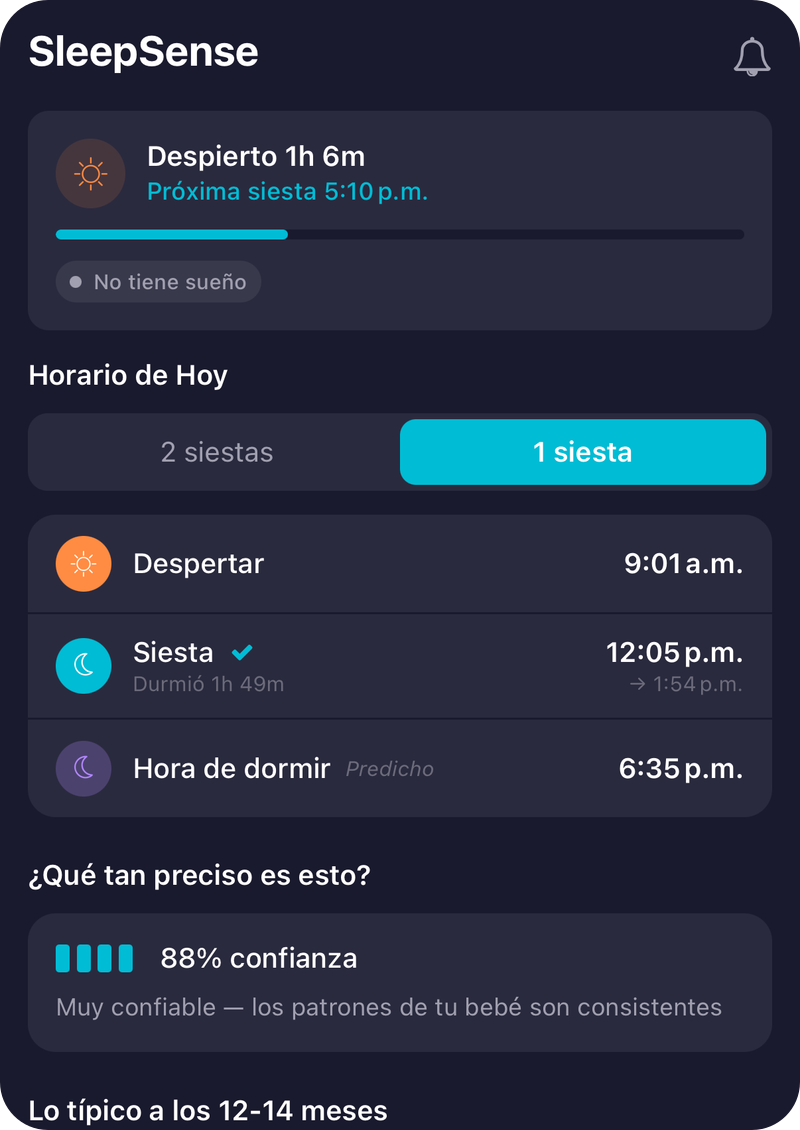 Cuenta regresiva de SleepSense y el plan del día