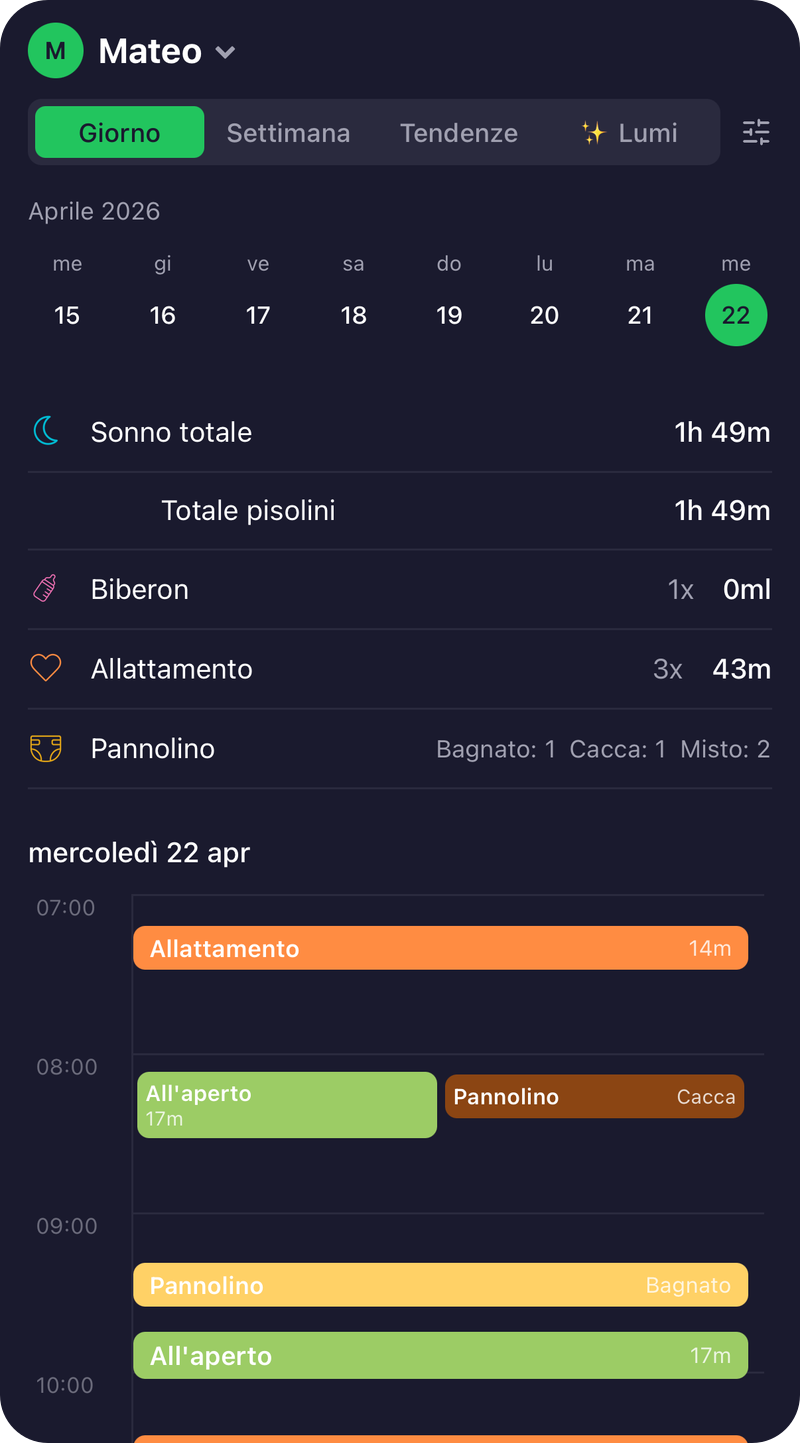 Scheda Report, vista Giorno