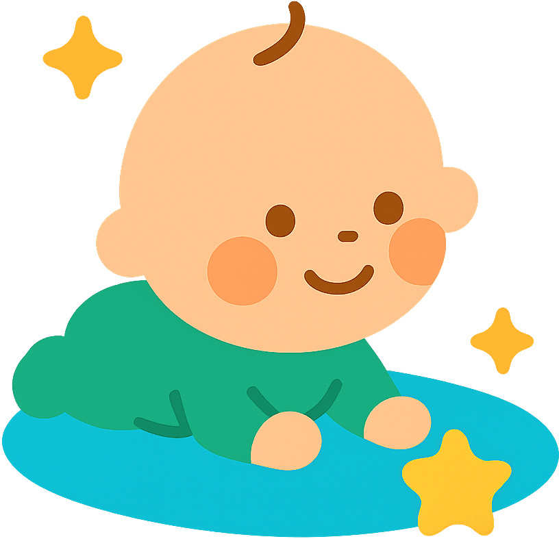 Baby doing tummy time illustration