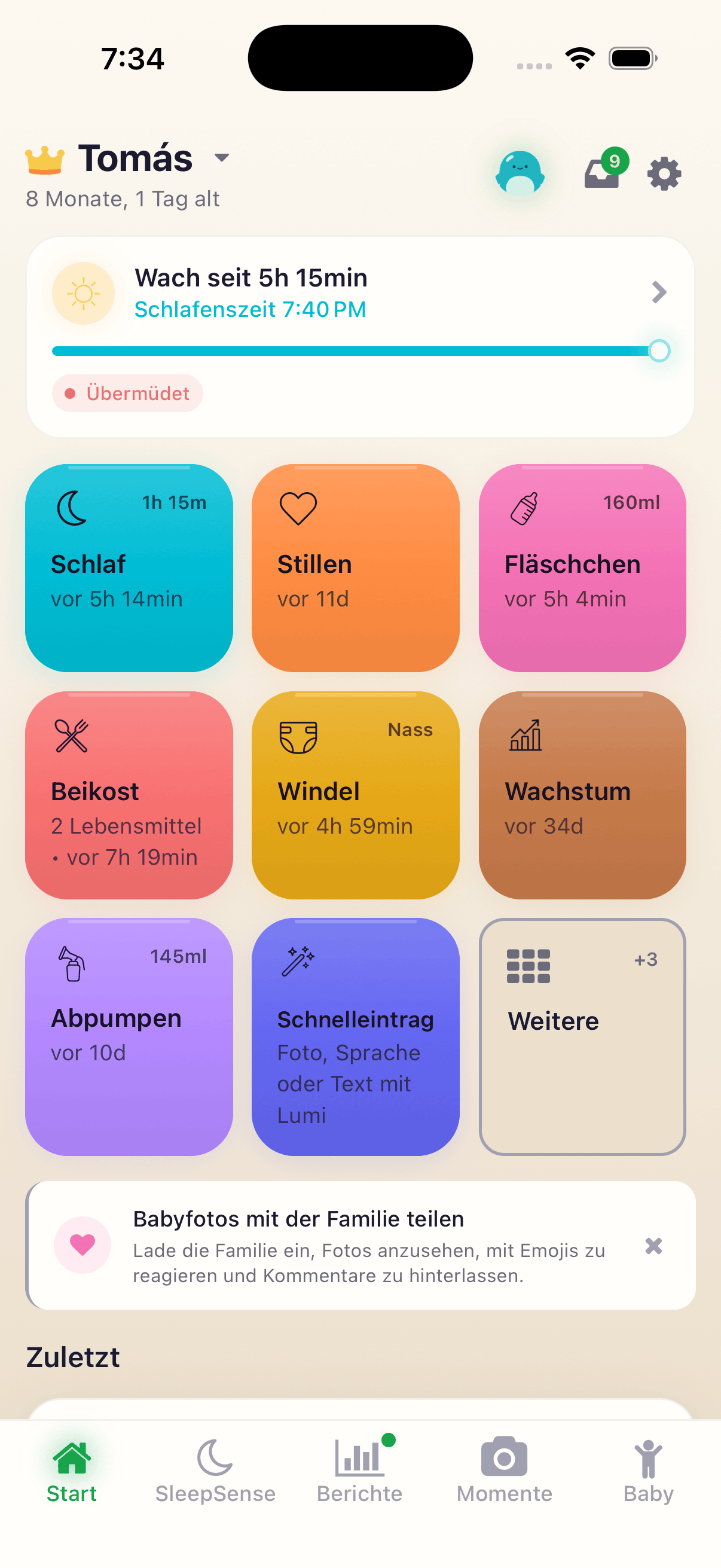 nappi-Startübersicht
