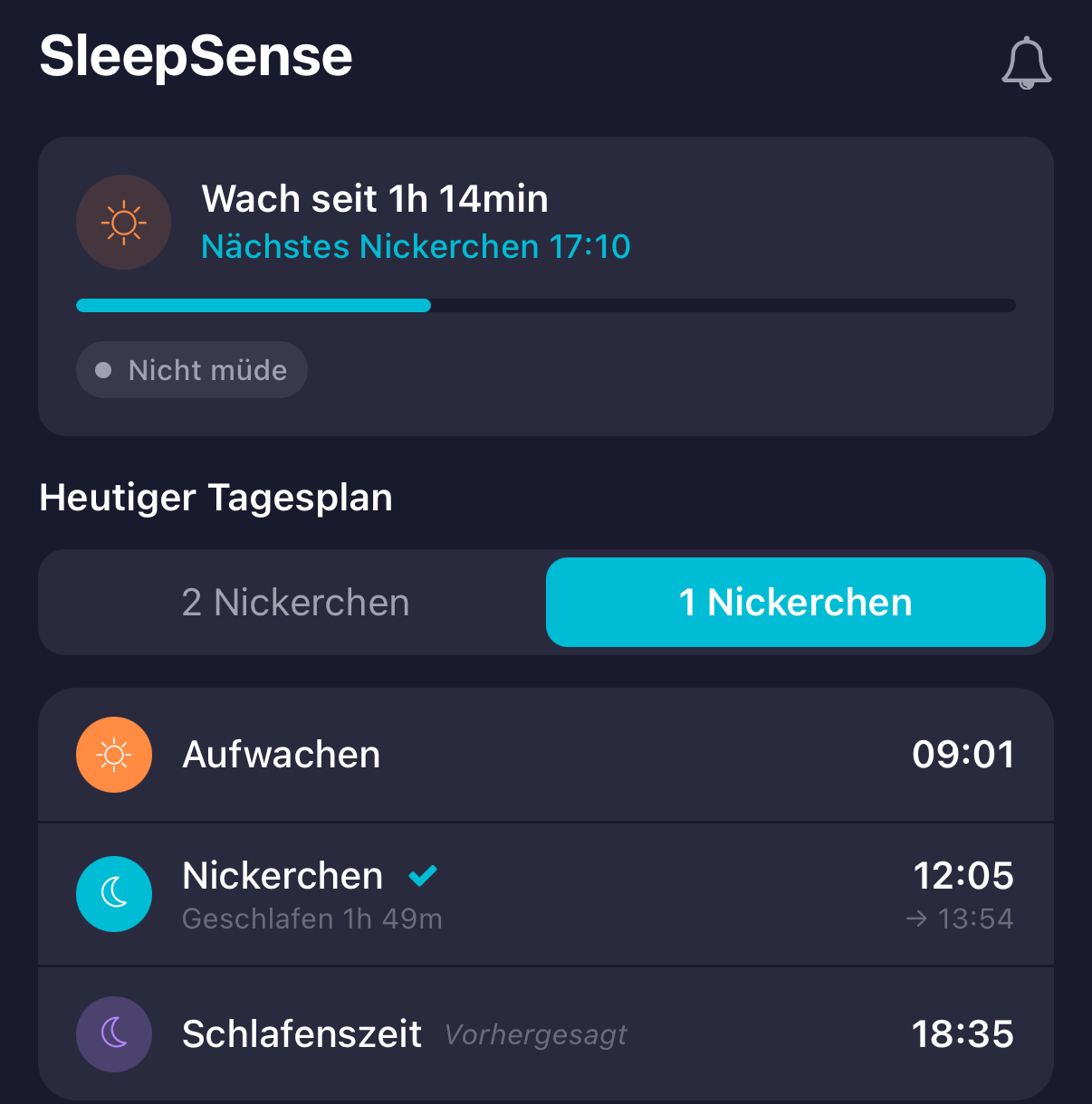 SleepSense sagt das nächste Nickerchen in der nappi-App voraus