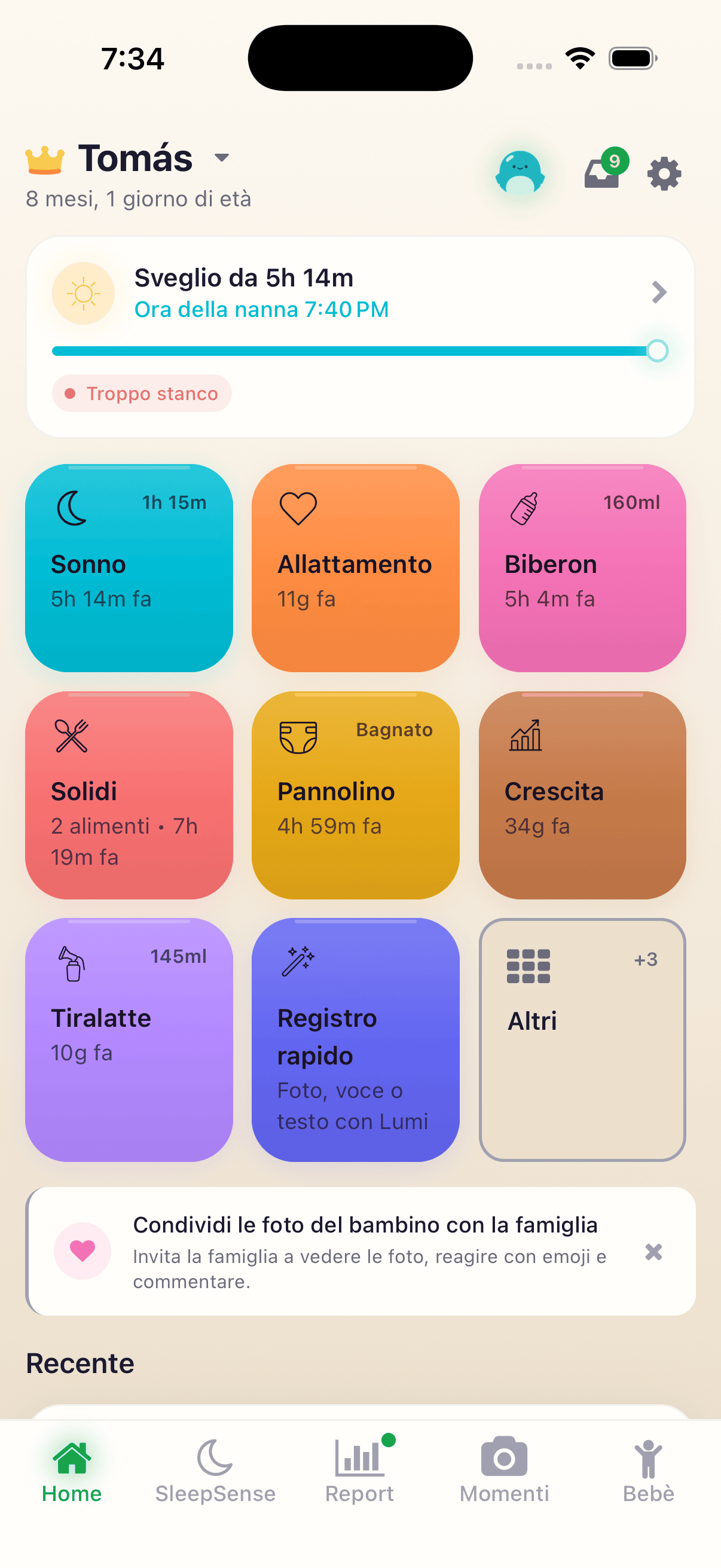 Schermata Home di nappi